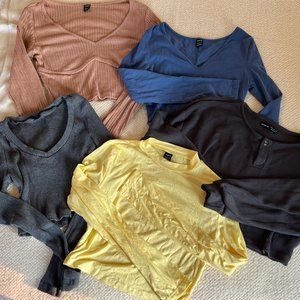 Lot of Five SHEIN Long Sleeve Tops Size Small and XS